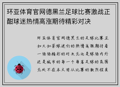 环亚体育官网德黑兰足球比赛激战正酣球迷热情高涨期待精彩对决